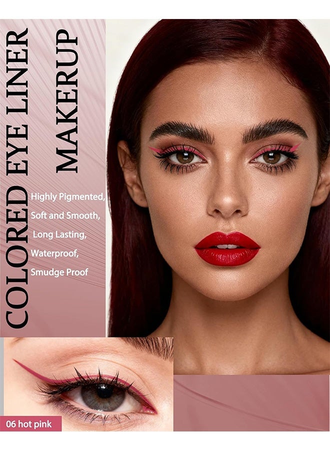 Sheloves Uniformity Fluent Liquid Eyeliner,Colored Liquid Eyeliner Pen, Light Pink Waterproof Quick-drying Colorful Eyeliner Pencil, High Pigmented Ultra-Fine Tip Long Wear Smudge-proof Matte Eye Liner Pencils, Women Makeup Christmas Gift #06 - Image 2