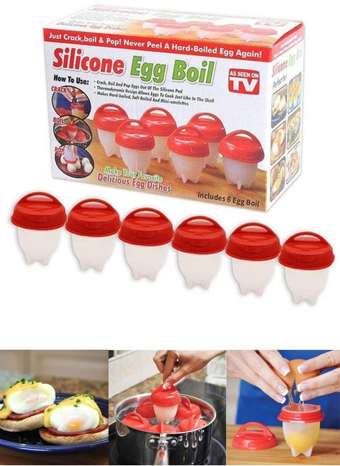 6-piece set of non-stick silicone molds for boiling and decorating eggs without peeling