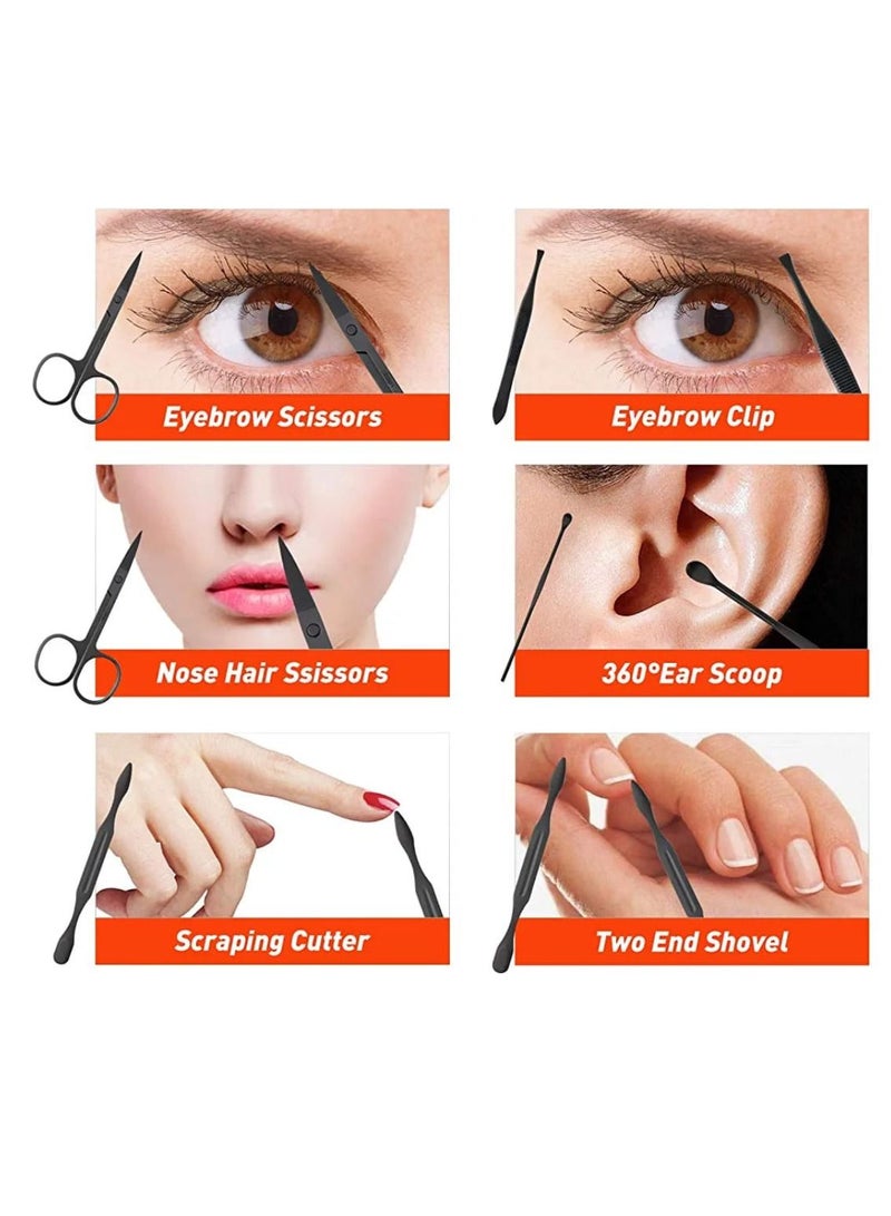 DIGI CORE 7 In 1 Professional Nail Clipper Manicure Pedicure Set Stainless Steel Sharp Nail Trimmer Pedicure And Manicure Set Black - Image 2