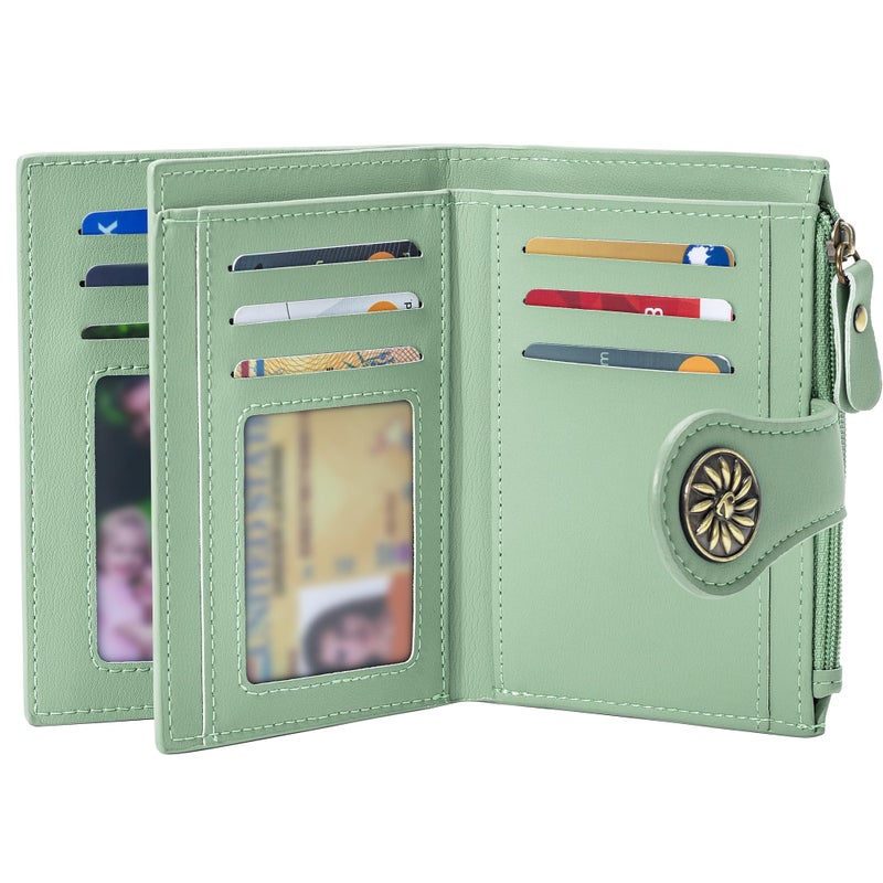 Tipmile Small Wallets Woman Leather 2 ID Windows Bifold RFID Blocking Credit Card Holder Wallet with Zipper Coin Pocket - Image 1