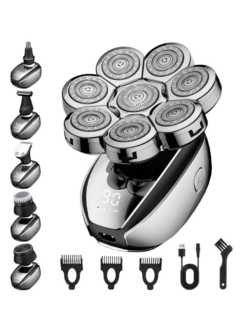 general Men's Electric 6-in-1 Skull Shaver, Head Shaver Bald with 8 Rotating Shaving Heads IPX6 Razor Men's Shaver Rechargeable for Toilets and Bathrooms - Image 2