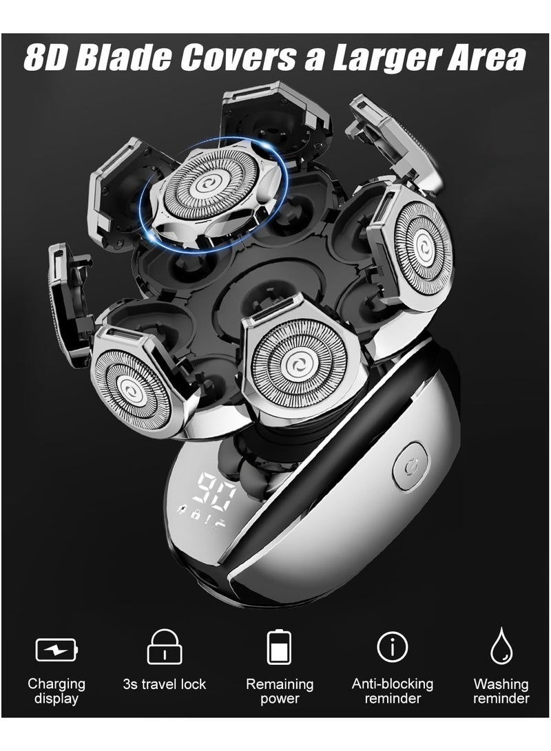 general Men's Electric 6-in-1 Skull Shaver, Head Shaver Bald with 8 Rotating Shaving Heads IPX6 Razor Men's Shaver Rechargeable for Toilets and Bathrooms - Image 4