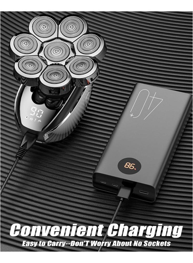 general Men's Electric 6-in-1 Skull Shaver, Head Shaver Bald with 8 Rotating Shaving Heads IPX6 Razor Men's Shaver Rechargeable for Toilets and Bathrooms - Image 5