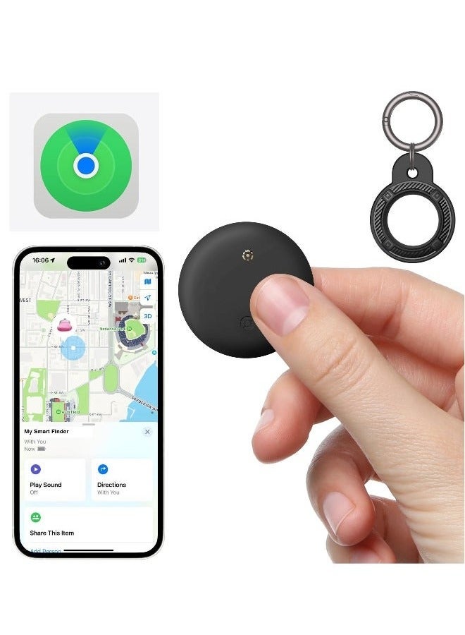 Smart Tracker Item Finder for Apple Find My (iOS Only), Super MINI Size Key Finder Item Locator for Luggage,Wallet,Bicycle and More, IPX6 Waterproof Works Like Apple Airtag(Black-1 Pack)