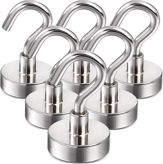 ADICTUM Magnetic Hooks Magnetic Hanger Neodymium Magnets Hooks Magnets Hook for Fridge Kitchen Utility Hanging for Home Kitchen Cruise and Office 6 Pcs - Image 1