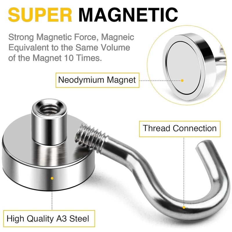 ADICTUM Magnetic Hooks Magnetic Hanger Neodymium Magnets Hooks Magnets Hook for Fridge Kitchen Utility Hanging for Home Kitchen Cruise and Office 6 Pcs - Image 4