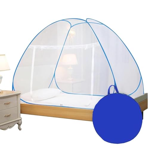 Evafly Mosquito Net for Single Bed | Foldable Machardani | Polyester Strong 30GSM mesh| PVC Coated Corrosion Resistant Steel Wire - Blue - Image 1