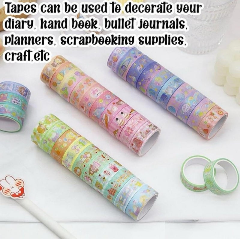 Crafty Cuddle Washi Tape Set of 50 Rolls – White & Gold Decorative Japanese Masking Paper Tape for Scrapbooking, Journaling, Planners, Gift Wrapping, Card Making & DIY Crafts - Image 5