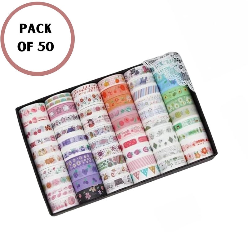 Crafty Cuddle Washi Tape Set of 50 Rolls – White & Gold Decorative Japanese Masking Paper Tape for Scrapbooking, Journaling, Planners, Gift Wrapping, Card Making & DIY Crafts - Image 2