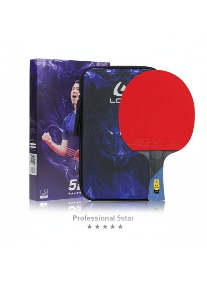 مضرب تنس طاولة احترافي 5 نجوم  طبقات شفرة كربونية ممتازة مع مطاط  - مناسب للتدريب والمنافسات - Image 1