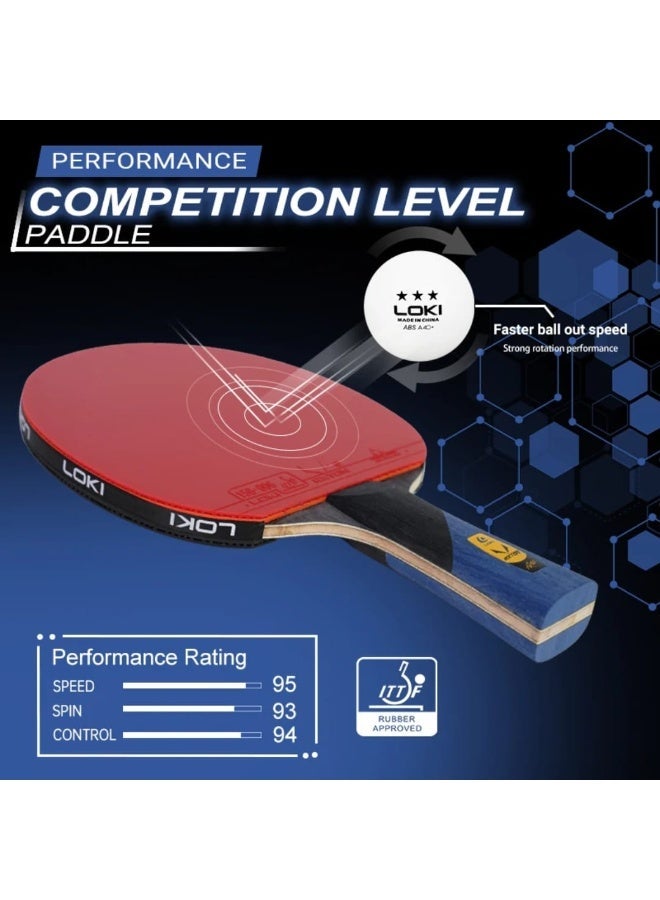 مضرب تنس طاولة احترافي 5 نجوم  طبقات شفرة كربونية ممتازة مع مطاط  - مناسب للتدريب والمنافسات - Image 2