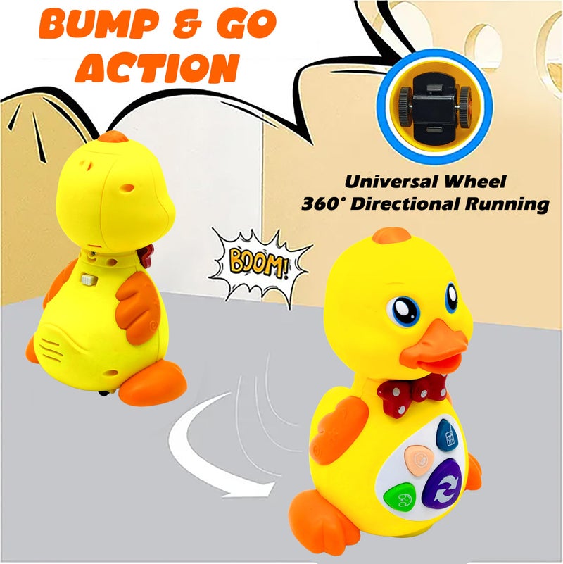 VGRASSP Bump and Go Dancing Duck Toy for Kids with Lights and Music - Battery Operated Walking Duck with Animal Sounds, Poems and 2-Level Volume Control for Baby and Toddlers - Multicolor - Image 3