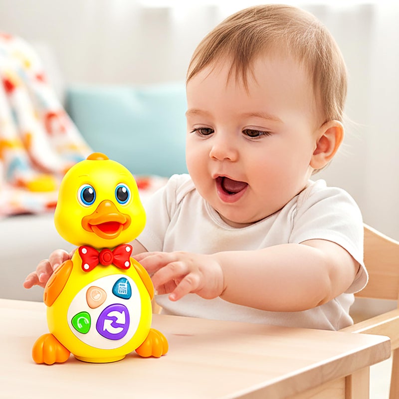 VGRASSP Bump and Go Dancing Duck Toy for Kids with Lights and Music - Battery Operated Walking Duck with Animal Sounds, Poems and 2-Level Volume Control for Baby and Toddlers - Multicolor - Image 5