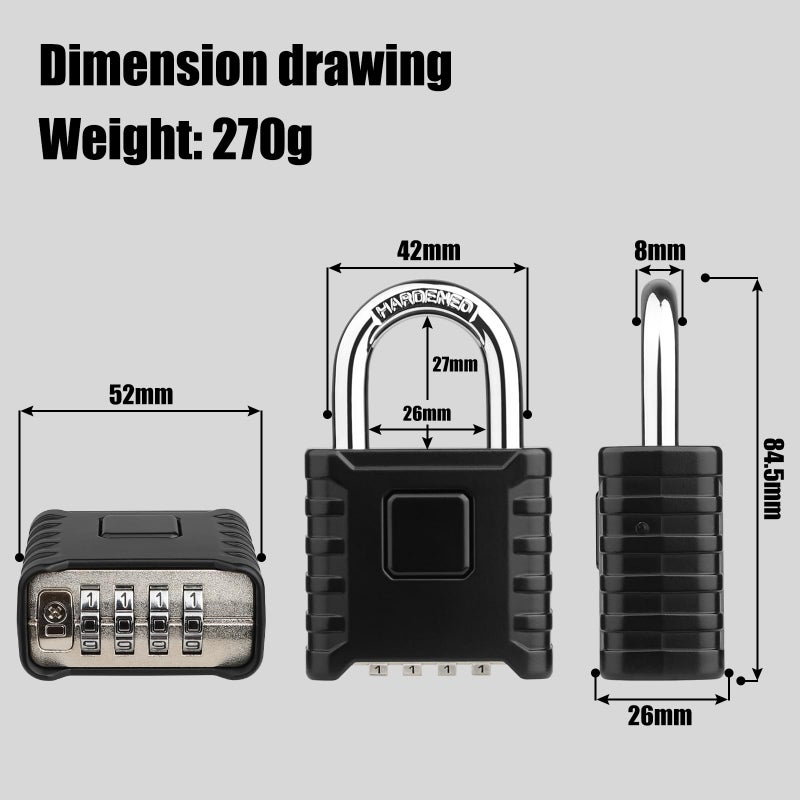 Diyife Heavy Duty Combination Padlock, Large Outdoor Padlock [One-Touch Unlocking] High Security Weatherproof, Design of Hidden Password Suitable for Locker, Home, School, Garage, Gate, Garden - Image 2