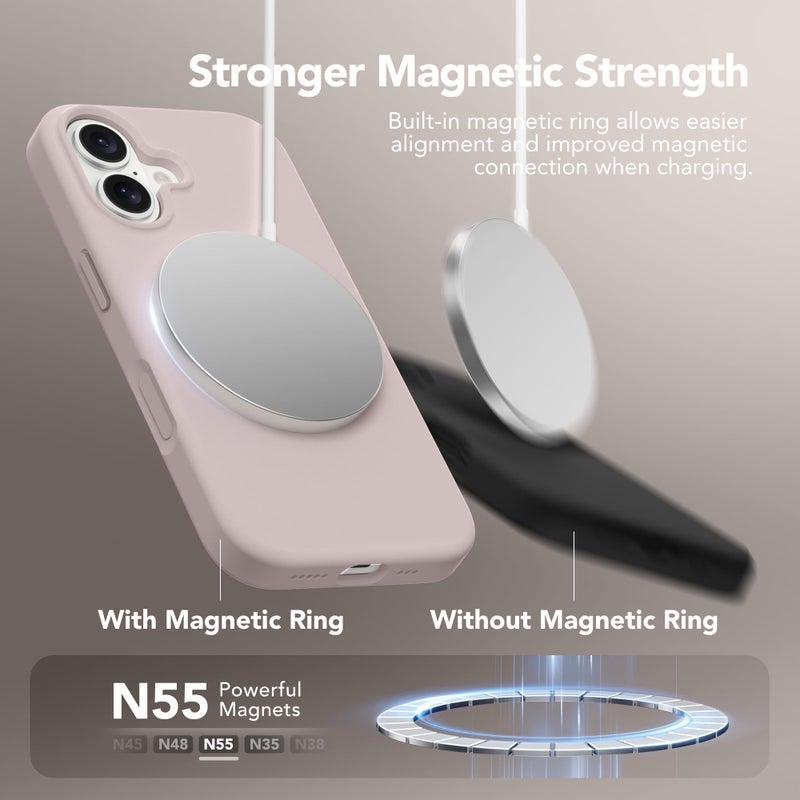 GONEZ Magnetic for iPhone 17 Case, Compatible with MagSafe, [Screen Protector + Camera Lens Protector], Liquid Silicone Anti-Scratch Shockproof Protective Phone Case 6.3 inch, Light Taro - Image 3