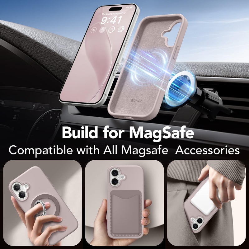 GONEZ Magnetic for iPhone 17 Case, Compatible with MagSafe, [Screen Protector + Camera Lens Protector], Liquid Silicone Anti-Scratch Shockproof Protective Phone Case 6.3 inch, Light Taro - Image 4
