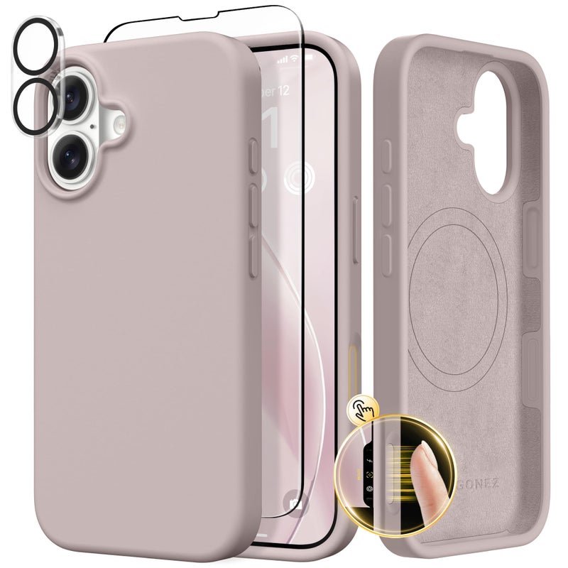 GONEZ Magnetic for iPhone 17 Case, Compatible with MagSafe, [Screen Protector + Camera Lens Protector], Liquid Silicone Anti-Scratch Shockproof Protective Phone Case 6.3 inch, Light Taro - Image 1