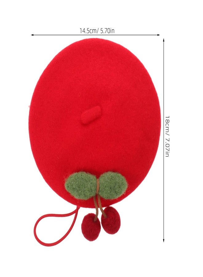 Yardwe Dog Wool Beret Hat: Cat Adorable Costume Hat Red Cherry Fleece Beret Cap for Cats Dogs Kitten Puppy Small Animals Costume Accessory Headwear - Image 3