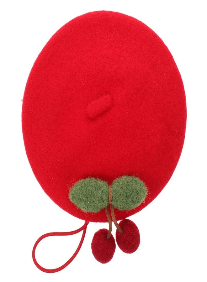 Yardwe Dog Wool Beret Hat: Cat Adorable Costume Hat Red Cherry Fleece Beret Cap for Cats Dogs Kitten Puppy Small Animals Costume Accessory Headwear - Image 1