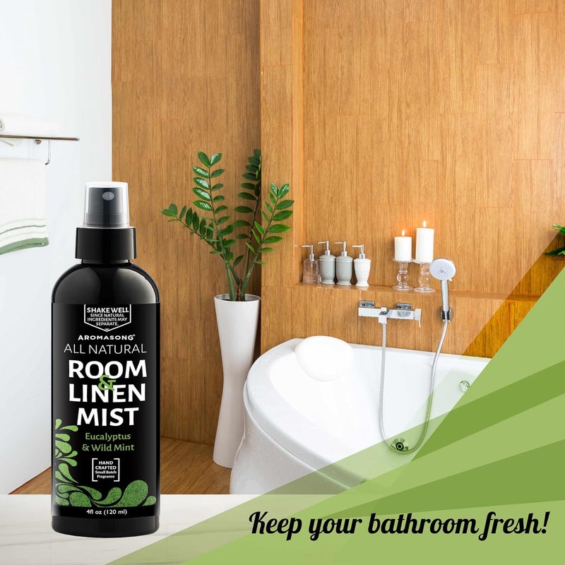 Aromasong Eucalyptus & Wild Mint Linen and Room Spray, Natural Aromatic Mist, Relax Your Body & Mind, Perfect as a Bathroom Spray Air Freshener Pillow Mist - Image 3