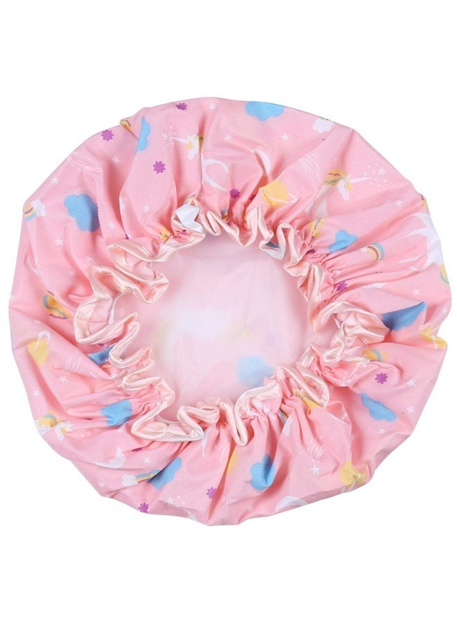 قبعات استحمام يونيكورن، قبعة استحمام مزدوجة الطبقات للنساء والفتيات لتغطية الشعر الطويل والكثيف، قابلة لإعادة الاستخدام ومقاومة للماء، عبوة من 4 قطع - Image 2