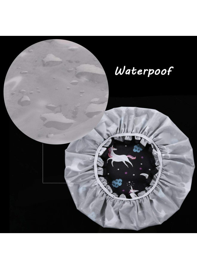 قبعات استحمام يونيكورن، قبعة استحمام مزدوجة الطبقات للنساء والفتيات لتغطية الشعر الطويل والكثيف، قابلة لإعادة الاستخدام ومقاومة للماء، عبوة من 4 قطع - Image 5