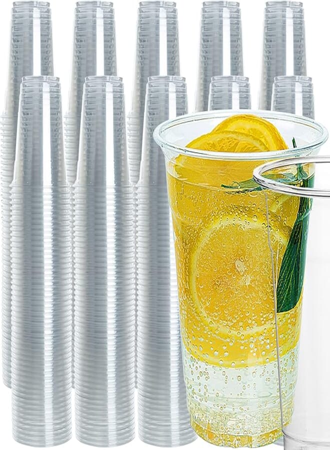 500 Count Crystal Plastic Cups 16 Oz, Ultra Clear PET Disposable Cup 16Oz. Plastic Beer Cup Cold Drink Cups for Party Wedding Event Meeting Business Office Reception Picnic BBQ Bulk Cups 16oz 500 Pack