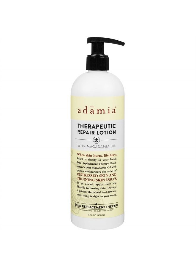 Adamia Therapeutic Repair Lotion with Macadamia Nut Oil and Promega-7, 16 Fl Oz Bottle- Fragrance Free, Paraben Free, Non GMO, White - Image 1