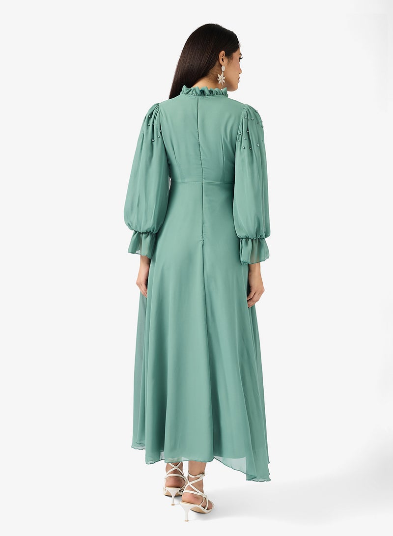 Khizana A-line Dress With Dainty Shoulder Beads - Image 2