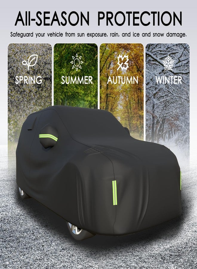 AILAIKE Car Cover Waterproof All Weather 10 Layers Full Car Cover Universal Heavy Duty Covers for Rain Sun UV Protection with Door Zipper and Air Vent. (Black PU Oxford Fabric, Fits SUVs up to 190") - Image 2