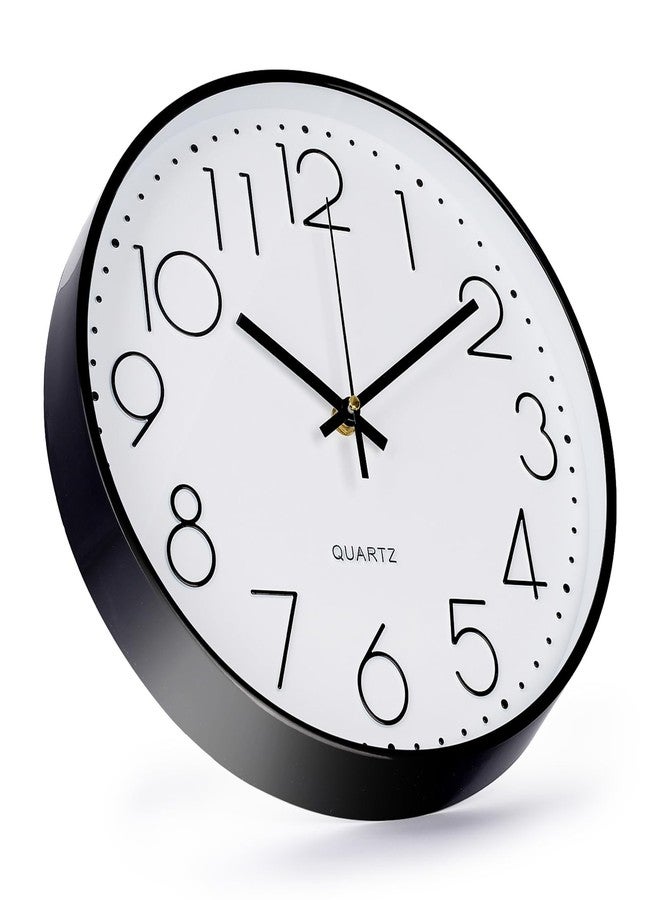 bakbrand Wall Clock 12 Inch Non-Ticking Silent Modern Simple Style Round Decor Clock Black Stereoscopic Dial Quartz Wall Clocks for Home/Office/School/Living Room/Bedroom/Kitchen - Image 2