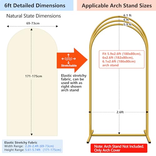 HEMMOTOP Beige Arch Backdrop Cover (No Arch Stand), 6 ft Spandex Arch Covers Stretchy Backdrop for Balloon Arches, Wedding, Birthday Party, Baby Shower, Banquet Arch Decoratio - Image 2