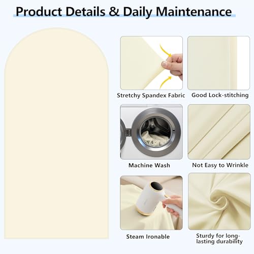 HEMMOTOP Beige Arch Backdrop Cover (No Arch Stand), 6 ft Spandex Arch Covers Stretchy Backdrop for Balloon Arches, Wedding, Birthday Party, Baby Shower, Banquet Arch Decoratio - Image 4