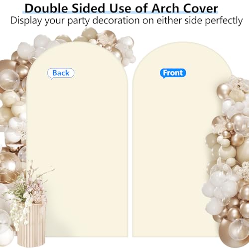 HEMMOTOP Beige Arch Backdrop Cover (No Arch Stand), 6 ft Spandex Arch Covers Stretchy Backdrop for Balloon Arches, Wedding, Birthday Party, Baby Shower, Banquet Arch Decoratio - Image 5