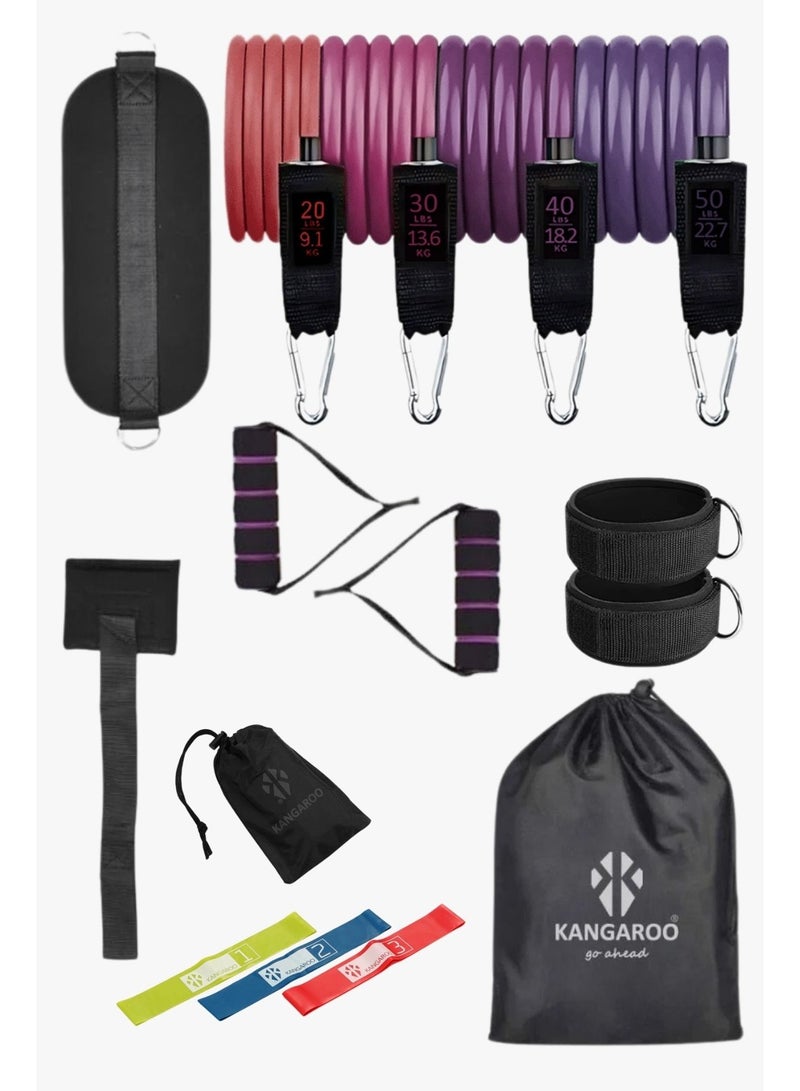 KANGAROO Comprehensive resistance bands set with 3-level kangaroo resistance band loops - Image 1