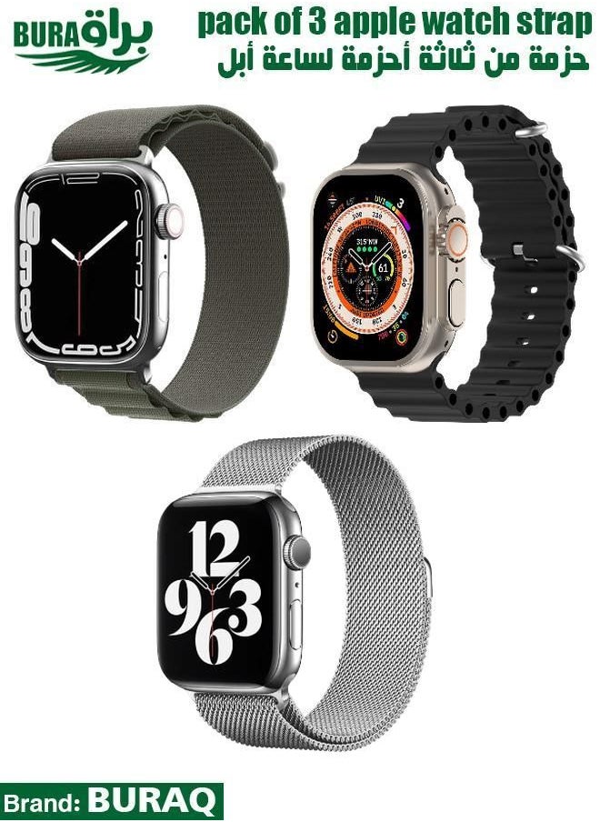 BURAQ - Apple Watch Band Strap For Apple Watch Ultra 2/Ultra 49mm, Series 10 46mm, 9/8/7 45mm, SE2/SE/6/5/4 44mm, 3/2/1 42mm - Image 1
