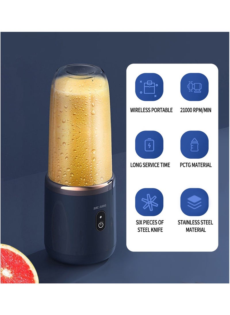 MileMelo - Portable Rechargeable Battery 6 Knife Juice Blender Set Blue - Image 1