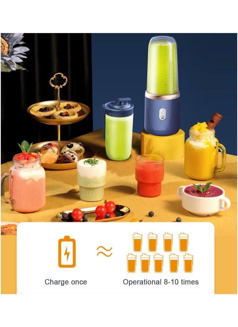 MileMelo - Portable Rechargeable Battery 6 Knife Juice Blender Set Blue - Image 1