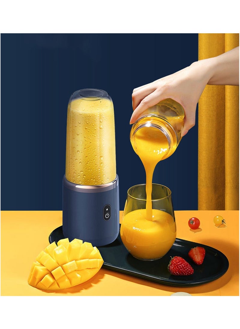 MileMelo - Portable Rechargeable Battery 6 Knife Juice Blender Set Blue - Image 1
