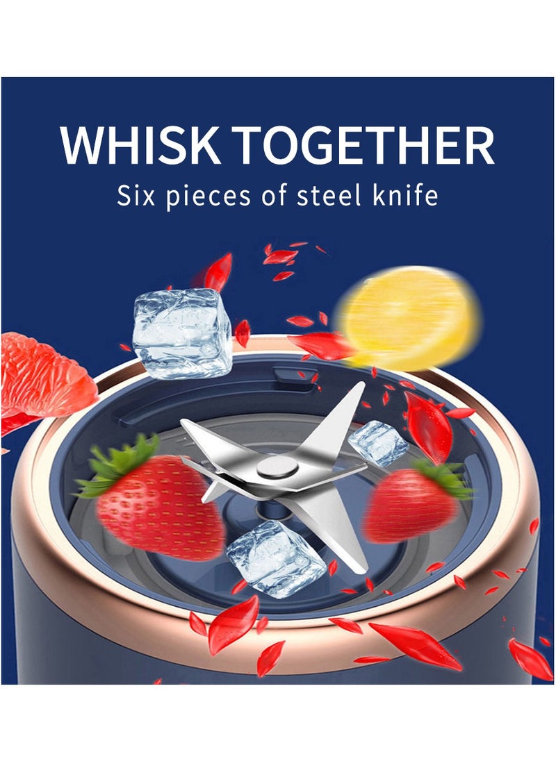 MileMelo - Portable Rechargeable Battery 6 Knife Juice Blender Set Blue - Image 1