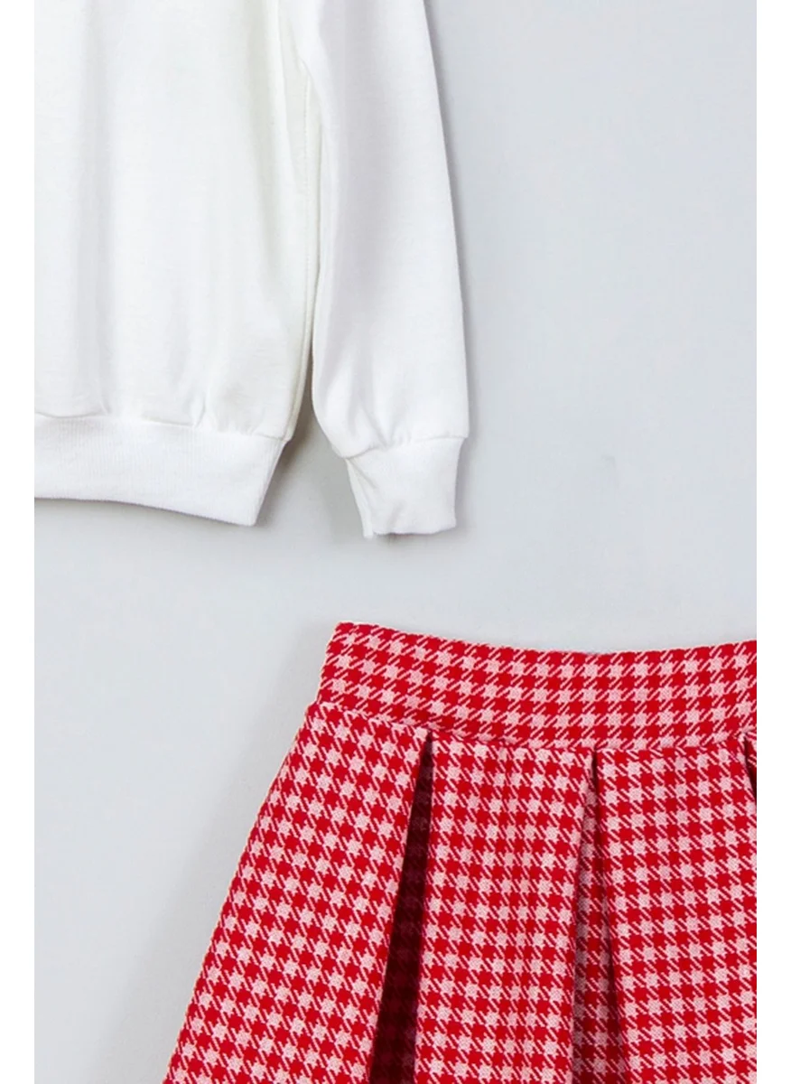 Myada Happy Even On Cloudy Days Sweatshirt Plaid Checkered Skirt Set 22901