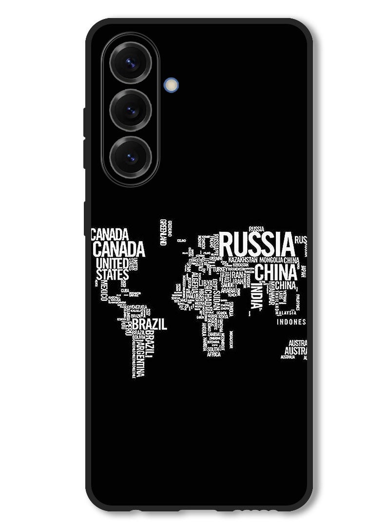 Theodor Case Compatible with Samsung Galaxy F56 6.74 Inch Protection Shockproof Bumper Cover Written World Map - Image 1