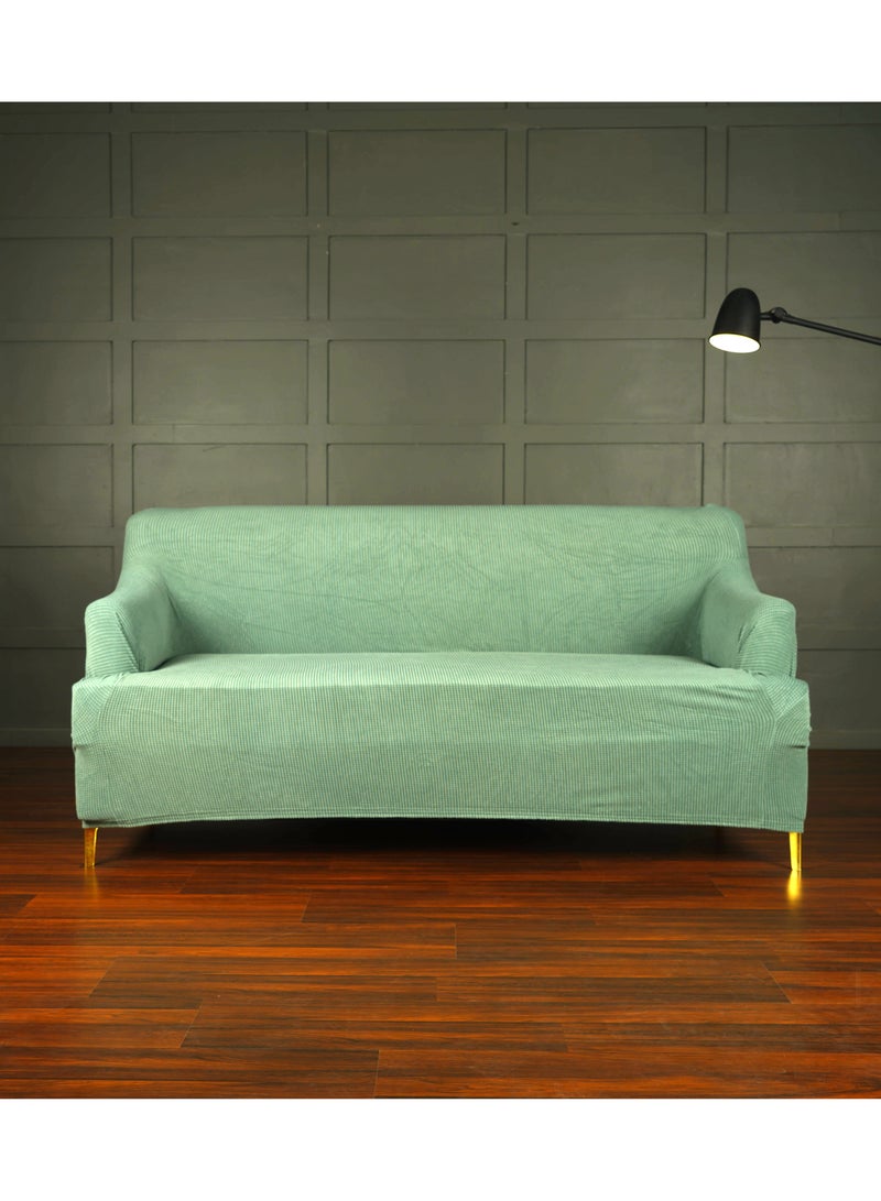 two seater sofa cover light green color luxury fabric - Stretchy - soft and thick - non-slip - home wash and tuck - box include cork to fix the cover - covers from 150 to 180 cm - sofa zone brand - Image 3