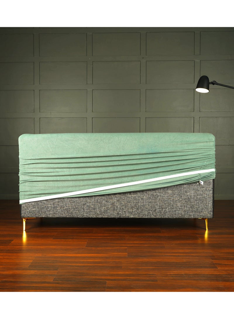 two seater sofa cover light green color luxury fabric - Stretchy - soft and thick - non-slip - home wash and tuck - box include cork to fix the cover - covers from 150 to 180 cm - sofa zone brand - Image 4