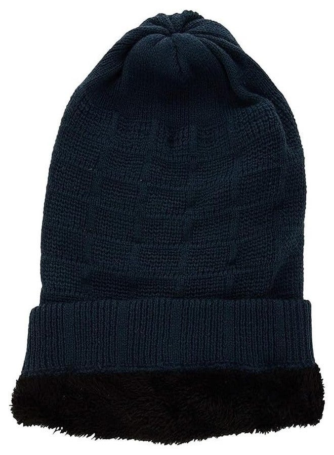 Zeki Woolen Cap Winter Knit Long Free Size Slouchy Beanie Wrinkled for Woolen Warm Hat Thick Soft Stretch Knitted (Pack of 1) Black - Image 2