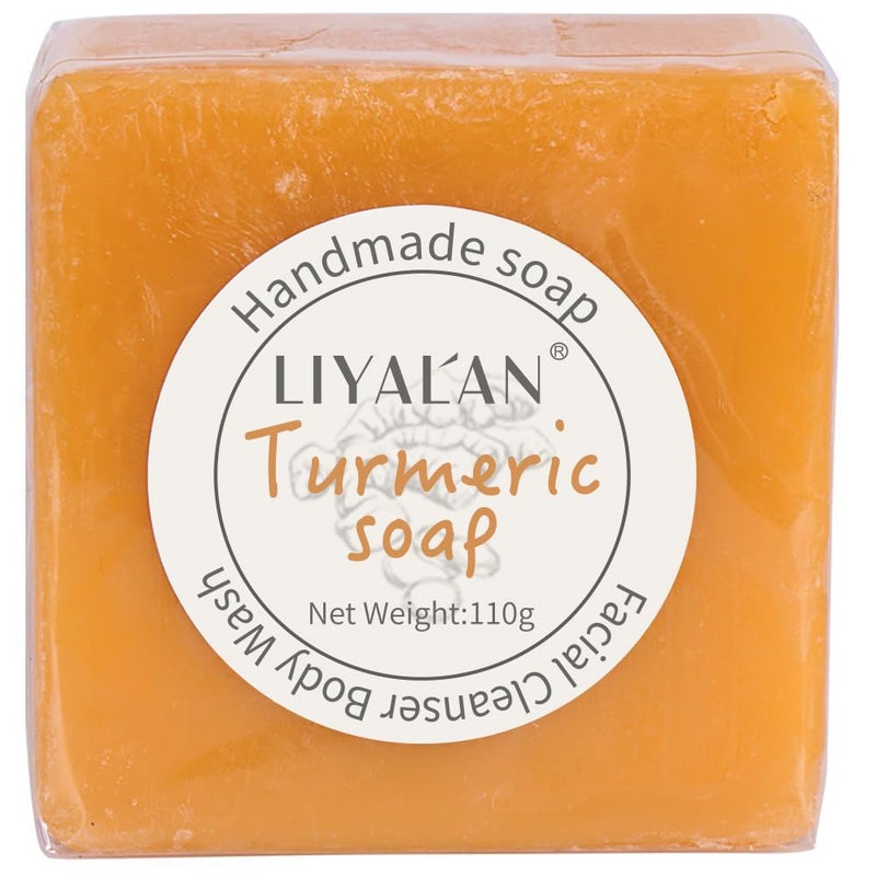 LIYALAN Turmeric Soap Bar for Face Body Smooth SkinDeep Cleansing Natural Vegan Handmade Soap Sensitive Skin Formula