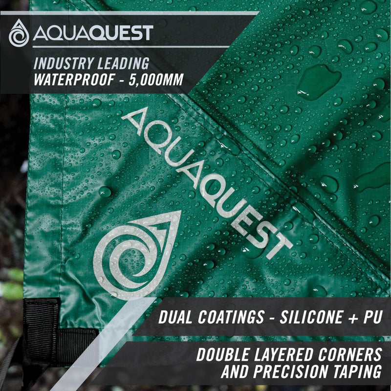 Aquaquest Guide Tarp - Ultralight Waterproof (5,000 Mm) Seam-Taped 40D Ripstop Rain Fly For Backpacking, Stealth Camping & Thru-Hiking - 10  7 Forester Green - Image 2