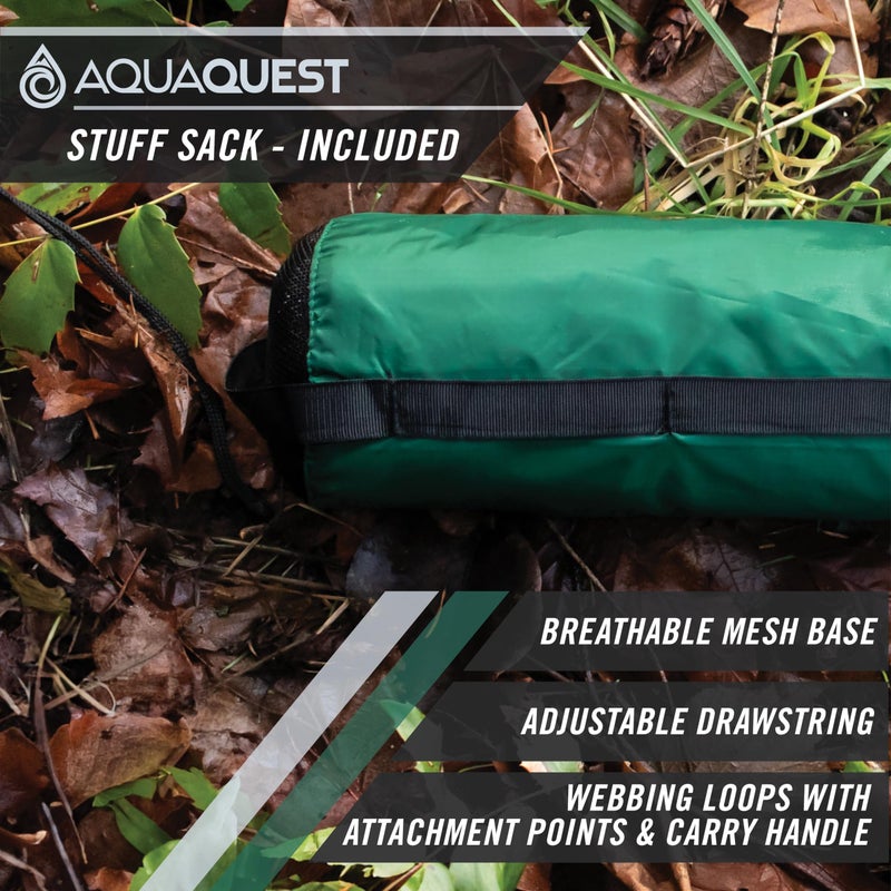 Aquaquest Guide Tarp - Ultralight Waterproof (5,000 Mm) Seam-Taped 40D Ripstop Rain Fly For Backpacking, Stealth Camping & Thru-Hiking - 10  7 Forester Green - Image 4