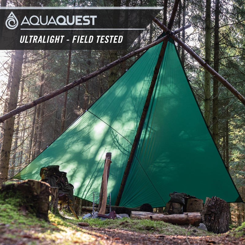 Aquaquest Guide Tarp - Ultralight Waterproof (5,000 Mm) Seam-Taped 40D Ripstop Rain Fly For Backpacking, Stealth Camping & Thru-Hiking - 10  7 Forester Green - Image 5