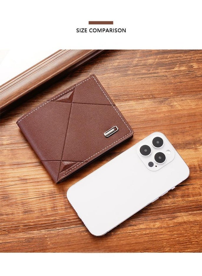 جيانغ بي أو محفظة رجالية قصيرة جديدة ثلاثية الطي - محفظة أفقية رفيعة من جلد البولي يوريثان الناعم مع فتحات متعددة للبطاقات، محفظة خفيفة الوزن كاجوال للشباب والاستخدام اليومي - Image 5